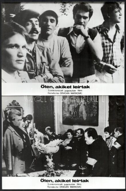 1974 ,,Öten, akiket leírtak' című jugoszláv film jelenetei és szereplői, 11 db vintage produkciós filmfotó, 18x24 cm