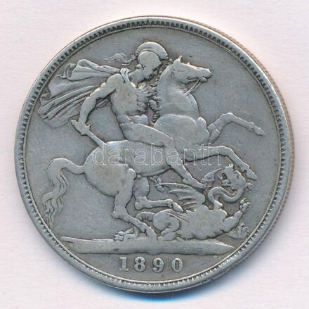 Nagy-Britannia 1889. 1C Ag 'Viktória' T:2-,3 United Kingdom 1889. 1 Crown Ag 'Victoria' C:VF,F Krause KM#765