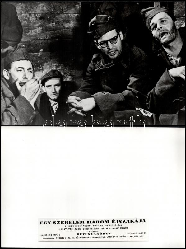 1967 ,,Egy szerelem három éjszakája' című magyar film jelenetei és szereplői (Latinovits Zoltán, Darvas Iván és Sinkovits Imre, Venczel Vera), 7 db vintage produkciós filmfotó, 19,5x30 cm - Image 4