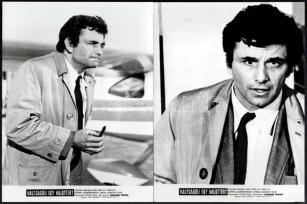 1971 Columbo hadnagy kezét, lábát és fejét töri ..., ,,Váltságdíj egy halottért' című angol film jelenetei és szereplői (köztük Peter Falk), 15 db vintage produkciós filmfotó, 18x24 cm