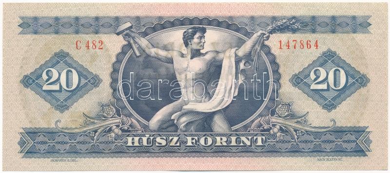 1975. 20Ft 'C 482 147864' T:I / Hungary 1975. 20 Forint 'C 482 147864' C:UNC Adamo F16 - Image 2