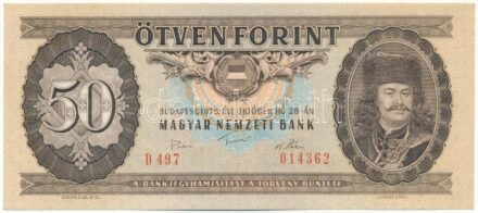 1975. 50Ft 'D 497 014362' T:I / Hungary 1975. 50 Forint '497 014362' C:UNC Adamo F21
