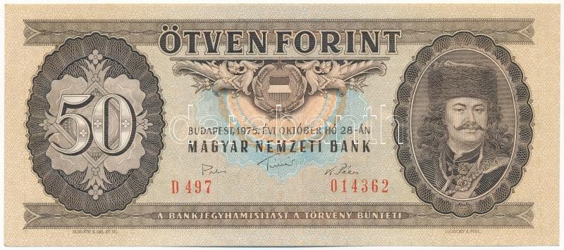 1975. 50Ft 'D 497 014362' T:I / Hungary 1975. 50 Forint '497 014362' C:UNC Adamo F21
