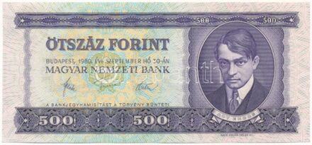 1980. 500Ft 'E 669 027820' T:I / Hungary 1980. 500 Forint 'E 669 027820' C:UNC Adamo F42