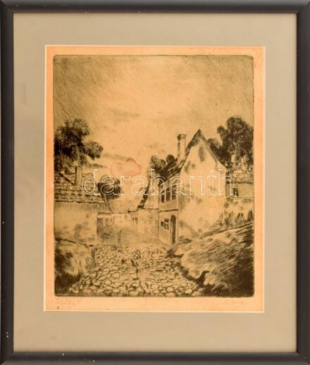 Olvashatatlan jelzéssel: Tabán. Rézkarc, papír. Foltos. Üvegezett fa keretben, 24×19,5 cm