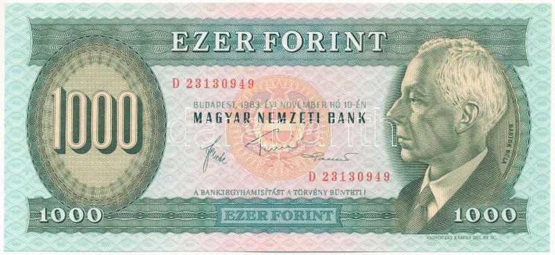1983. november 10. 1000Ft 'D 23130949' T:I / Hungary 1983. November 10th 1000 Forint 'D 23130949' C:UNC Adamo F45.2