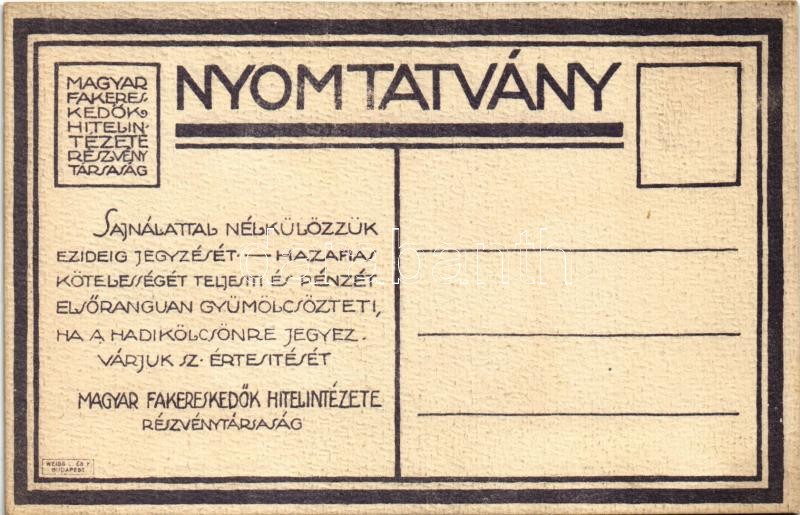 Jegyezzünk Hadikölcsönt a Fabanknál! Magyar Fakereskedők Hitelintézete részvénytársaság kiadása / WWI Hungarian military war loan propaganda s: Weiss Antal - Image 2