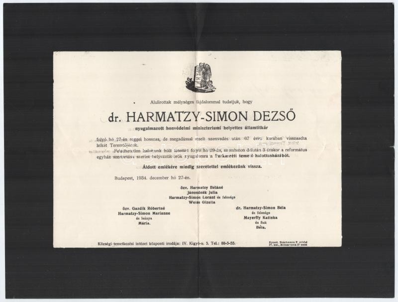 1920-1944 5 db katona halotti értesítője, főhadnagy, százados, ezredes, stb
