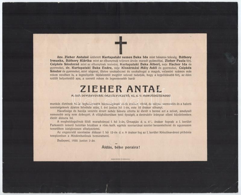 1920-1944 5 db katona halotti értesítője, főhadnagy, százados, ezredes, stb - Image 2