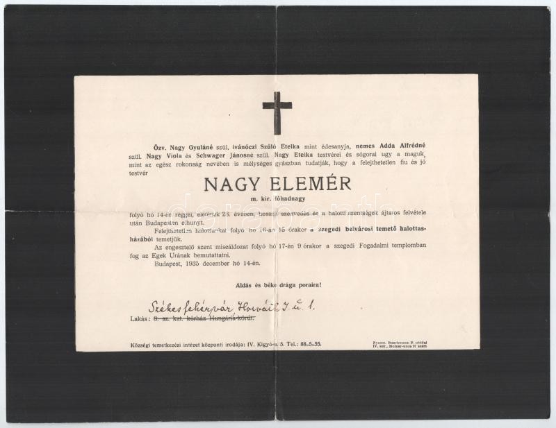 1920-1944 5 db katona halotti értesítője, főhadnagy, százados, ezredes, stb - Image 3
