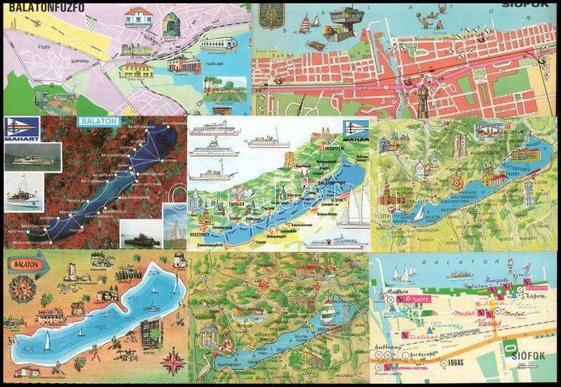 25 db modern és retro kiadvány a Balatonról. Térkép, hotelcímkék, képeslapok, stb - Image 2