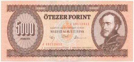 1992. 5000Ft 'J 49112411' T:I / Hungary 1992. 5000 Forint 'J 49112411' C:UNC Adamo F49