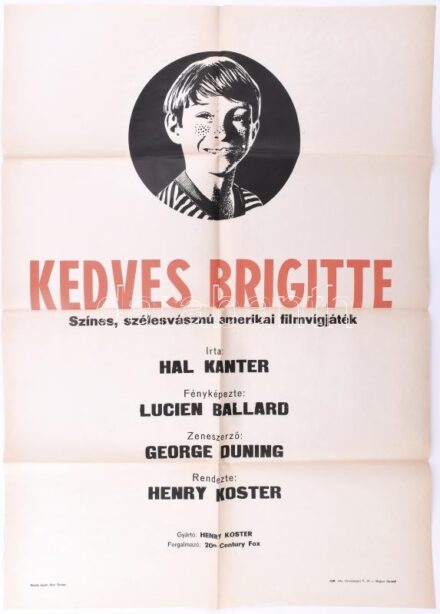 1965 ,,Kedves Brigitte' című amerikai film magyar plakátja, hajtogatva, 82,5x56,5 cm
