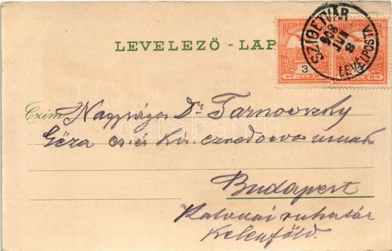 1908 Szigetvár, Vásár tér, vár. Kozáry Ede kiadása + 'SZIGETVÁR LEVÉLPOSTA' (EK) - Image 2