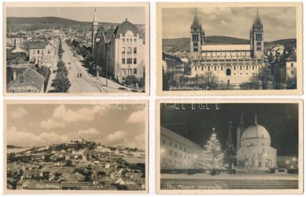 Pécs - 8 db RÉGI város képeslap; Zsabokorszky mérnök felvételei / 8 pre-1945 town-view postcards