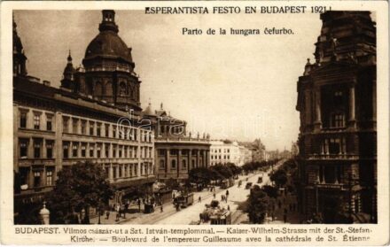 Esperantista Festo en Budapest 1921! Parto de la hungara cefurbo / Eszperantó Fesztivál Budapesten 1921-ben. Hátoldalon aláírások / Esperanto Festival in Budapest. Signatures on the backside + 'Dro. Lajos de Győry Nagy Delegito de U.E.A.