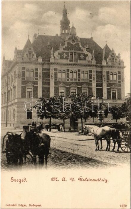 Szeged, MÁV üzletvezetőség, lovaskocsik (EK)