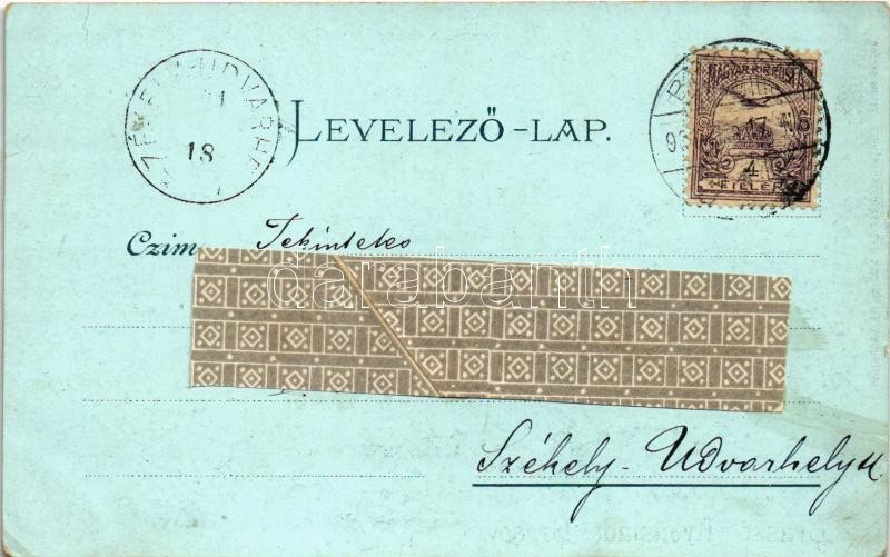 1901 Brassó, Kronstadt, Brasov; Ágostai hitvallású evangélikus plébániatemplom / Biserica negra / church. Julius Müller Art Nouveau, floral, litho (EK) - Image 2