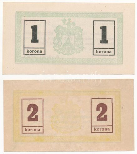 Miskolc 1919. 1K + 2K városi szükségpénz T:I--III