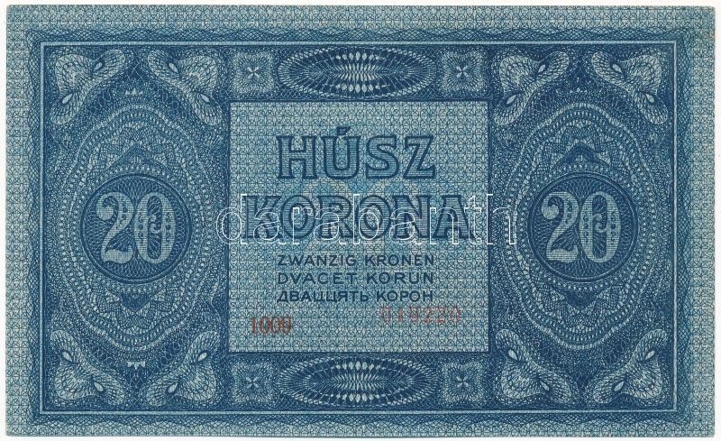 1919. július 15. 20K ' 1009 019220' T:II / Hungary 15th July 1919. 20 Korona '1009 019220' C:XF Adamo K19 - Image 2