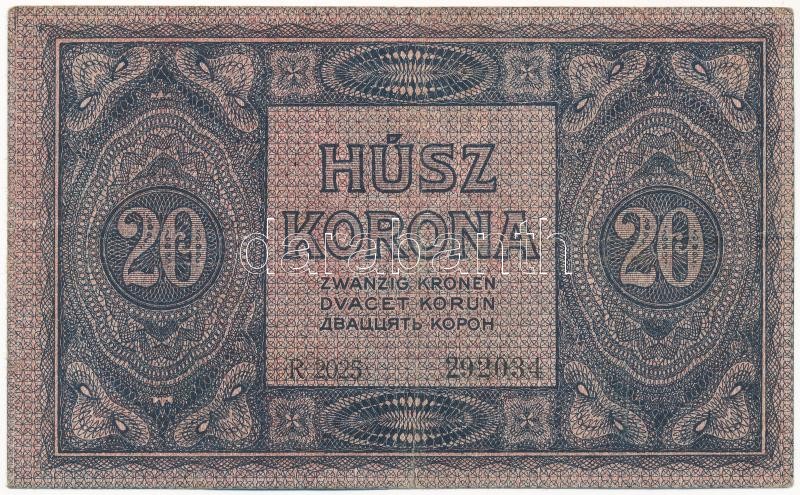 1919. augusztus 9. 20K 'R 2025 292034' T:III / Hungary 9th August 1919. 20 Korona 'R 2025 292034' C:F Adamo K20 - Image 2
