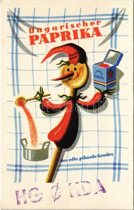 Ungarischer Paprika. QSL rádióamatőr lap. Képzőművészeti Alap Kiadóvállalat / Hungarian paprika advertising QSL card (radio amateur) (EK)