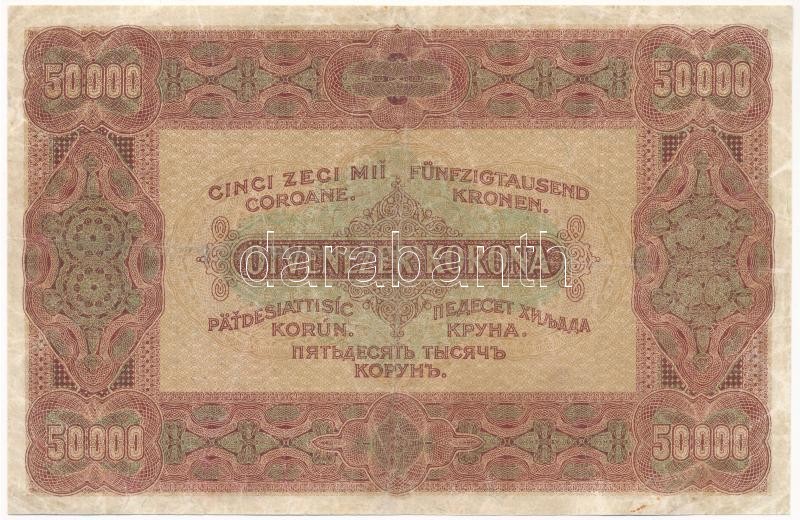 1923. 50.000K 'Orell Füssli Zürich' piros 'E69 033819' sorszámmal T:III- restaurált / Hungary 1923. 50.000 Korona 'Orell Füssli Zürich' with red 'E69 033819' serial number C:VG restored Adamo K45 - Image 2