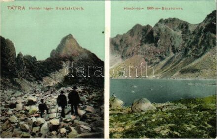 Tátra, Magas-Tátra, Vysoké Tatry; Hunfalvi hágó és Hincói tó. Feitzinger Ede No. 835. Autgr. 1905. / Hunfalvijoch, Hinzensee / Váha, Hincovo pleso