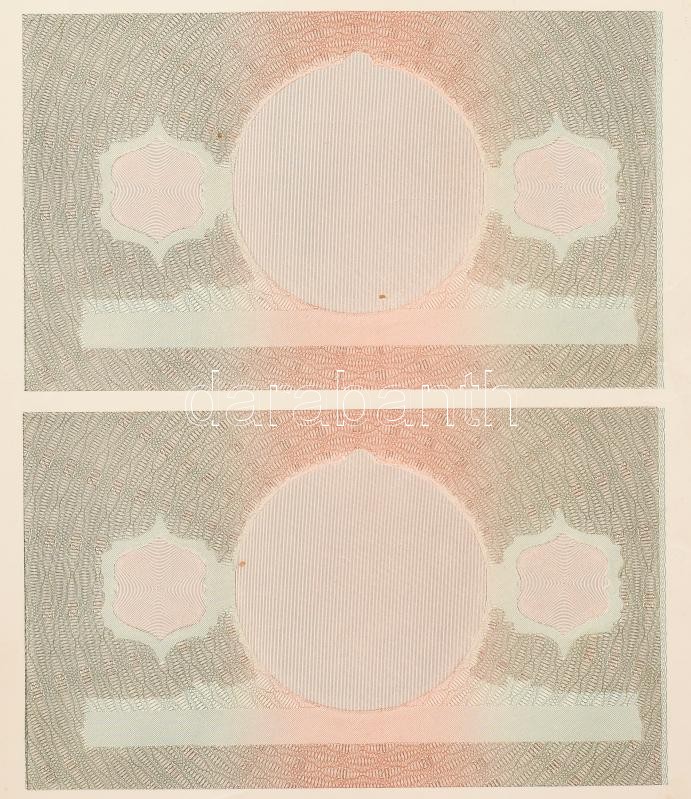 1941. 20P hátlapi fázisnyomat 4db-os ívben T:hajtatlan, feltekerve, foltos / Hungary 1941. 20 Pengő back progress proof in a sheet of 4 C:unfolded, rolled up, spotted Adamo SP12e - Image 2