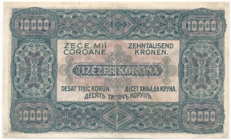 1923. 10.000K '80 Fillér - Nyolcvan fillér' felülnyomással, nyomdahely jelölés nélkül, 'C310 096357' T:III restaurált / Hungary 1923. 10.000 Korona '80 Fillér - Nyolcvan fillér' overprint, 'C310 096357' C:F restored Adamo K42/2B - Image 2