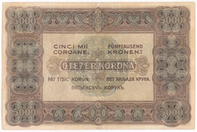 1920. 5000K 'Orell Füssli Zürich', piros '5B01 246723' sorszámmal T:III / Hungary 1920. 5000 Korona 'Orell Füssli Zürich', with red '5B01 246723' serial number C:F Adamo K38 - Image 2