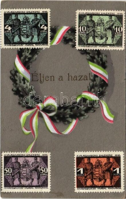 1918 Éljen a haza! / Hungarian patriotic propaganda art postcard + 'Magyar Köztársaság 1918. november 16. Budapest' So. Stpl. (EK)