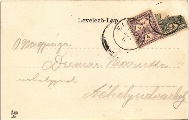 1902 Előpatak, Valcele; Villa Otroban. Szecessziós litho keret / villa. Art Nouveau mlitho frame (Rb) - Image 2