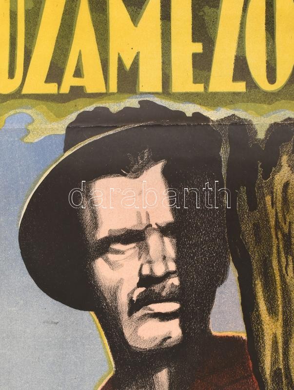 Ének a búzamezőkről, 1947. Moziplakát (filmplakát, rácsplakát). Rendező: Szőts István. Litográfia, papír. Gáti litográfia. Szakadásokkal. Hajtásnyomokkal. Feltekerve 84×28 cm / Vintage Hungarian movie poster, with tears, - Image 4