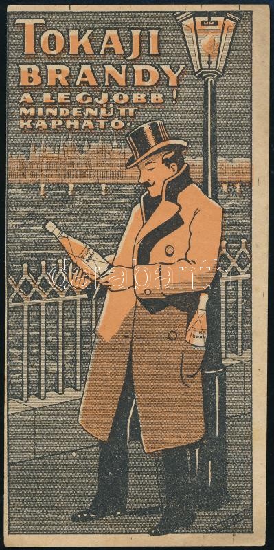 cca 1910-1920 'Tokaj Brandy a legjobb! Mindenütt kapható.', reklámos számolócédula, 13x6 cm