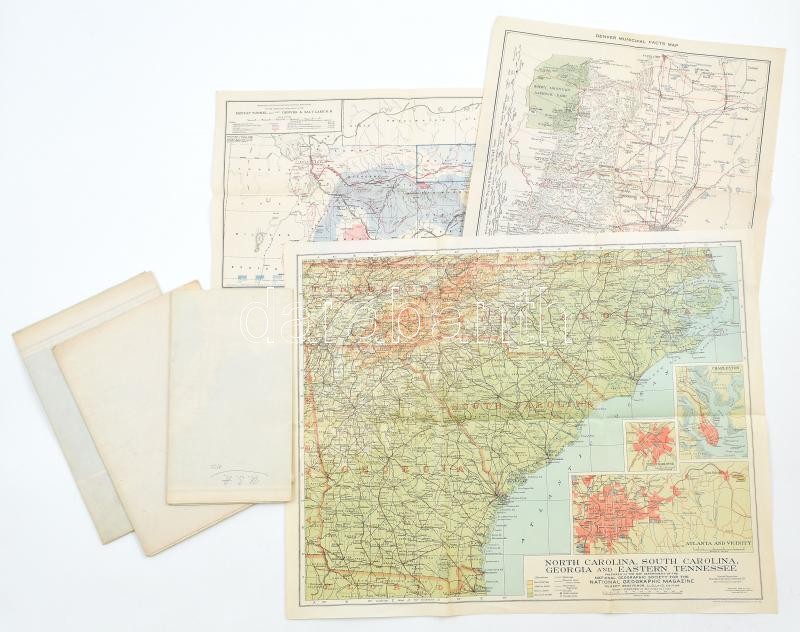 cca 1920-30 5 db Nat Geo térkép USA és Csendes Óceán