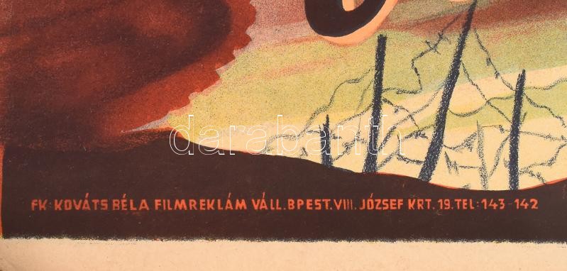 Egy nap a világ, 1944. Moziplakát (filmplakát, rácsplakát). Írta és rendezte: Vaszary János. Páger Antal, Muráti Lili, Bilicsi Tivadar szereplésével. Litográfia, papír. Bódis jelzéssel a plakáton. Kellner Márkus Nyomda, Bp. - Image 2