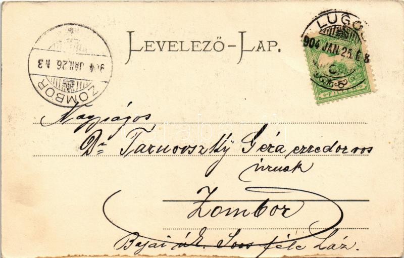 1904 Lugos, Lugoj; Király utca, Grünberger Ede, Haberehrn Antal fiókja, Fenyves Oszkár üzlete. Nemes Kálmán kiadása / street, shops (fl) - Image 2