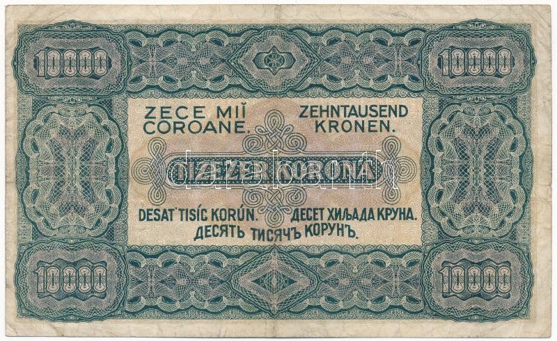 1923. 10.000K 'Orell Füssli Zürich' piros sorozat-és sorszám 'C128 076946' T:III,III- / Hungary 1923. 10.000 Korona 'Orell Füssli Zürich' red serial number 'C128 076946' C:F,VG Adamo K42 - Image 2