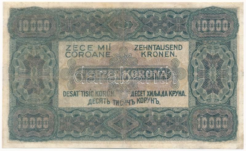 1923. 10.000K nyomdahely jelölés nélkül, 'C258 095500' T:III,III- restaurált / Hungary 1923. 10.000 Korona without printer's mark 'C258 095500' C:F,VG restored Adamo K42/2 - Image 2