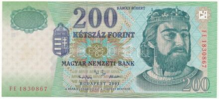 2001. 200Ft 'FE 1830867' T:I / Hungary 2001. 200 Forint 'FE 1830867' C:UNC Adamo F53A4
