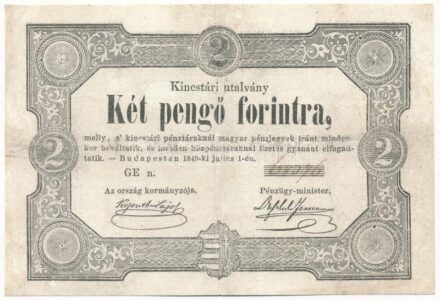 1849. 2Ft 'Kincstári utalvány' 'GE n 68376' T:III restaurált / Hungary 1849. 2 Forint 'GE n 68376' C:F restored Adamo G108