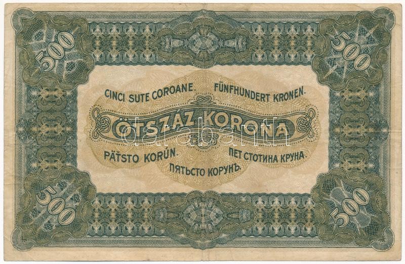 1920. 500K 'Orell Füssli Zürich', barna (eredetileg fekete?) '5A 004 566326' T:III tűnyom / Hungary 1920. 500 Korona 'Orell Füssli Zürich', with brown (originally black?) '5A 004 566326' C:F needle hole Adamo SK33+ - Image 2