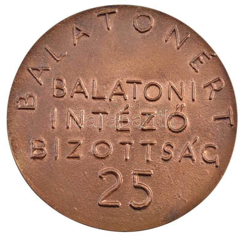 Borsos Miklós (1906-1990) 1956. 'Balatonért - Balatoni Intéző Bizottság 25' kétoldalas, öntött bronz jubileumi emlékérem (90mm) T:1- / Hungary 1956. 'Balatonért - Balatoni Intéző Bizottság 25' double-sided cast bronze commemorative - Image 2