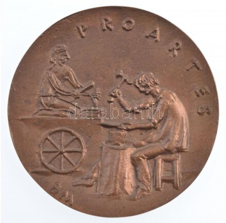 Borsos Miklós (1906-1990) 1981. 'Pro Artes / Budapesti Könnyűipari Szövetkezetek Szövetsége - BNV' kétoldalas, öntött bronz emlékérem (85mm) T:1,1- / Hungary 1981. 'Pro Artes / Budapesti Könnyűipari Szövetkezetek Szövetsége - BNV'