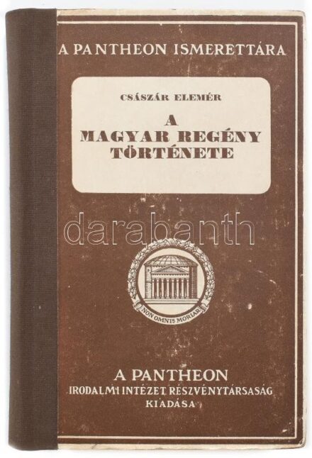Császár Elemér: A magyar regény története. Budapest, 1922, Pantheon. Javított gerincű papírkötésben.