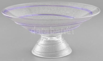 Kosta Boda skandináv üveg talpas kínáló, jelzett, hibátlan m: 13 cm, d: 28,5 cm