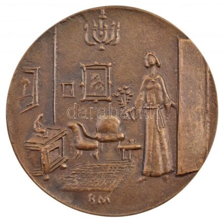 Borsos Miklós (1906-1990) 1983. 'Budapesti Könnyűipari Szövetkezetek Szövetsége - Otthon 1984' kétoldalas, öntött bronz emlékérem (84mm) T:1- / Hungary 1983. 'Budapesti Könnyűipari Szövetkezetek Szövetsége - Otthon 1984'