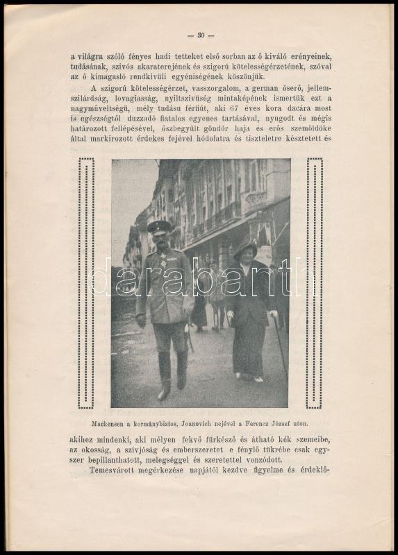 Geml József: Mackensen Temesvárott. Írta és a 'Délmagyarországi Történelmi és Régészeti Muzeum Társulat'-NAK 1916. április 16-ám tartott közgyűlésen felolvasta. Temesvár, 1916., Csanádegyházmegyei Könyvnyomda, 1 t.+49 p. - Image 3