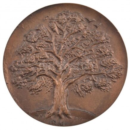 Borsos Miklós (1906-1990) 1979. 'Fa és Papiripari Szövetkezetek Szövetsége' kétoldalas, öntött bronz emlékérem (99mm) T:1- / Hungary 1979. 'Fa és Papiripari Szövetkezetek Szövetsége' double-sided, cast bronze commemorative medallion.